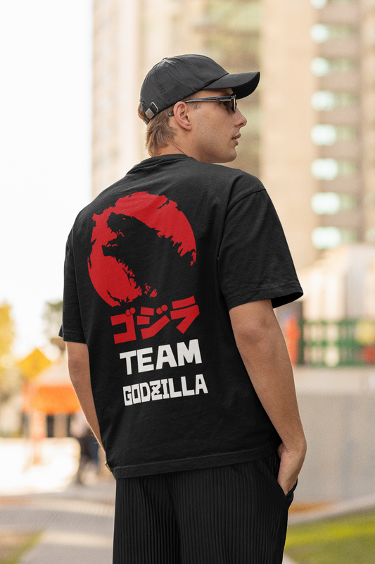 Godzilla Fury Black Oversized Graphic Printed Tshirt