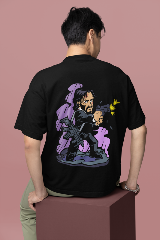 John Wick Black Oversized Graphic Printed Tshirt