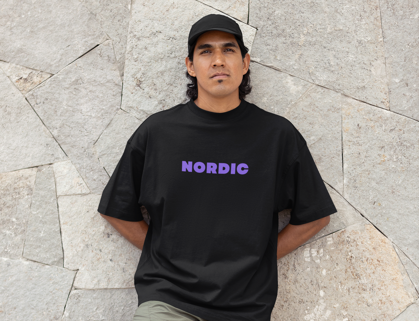 Nordic Black Oversized Graphic Printed Tshirt