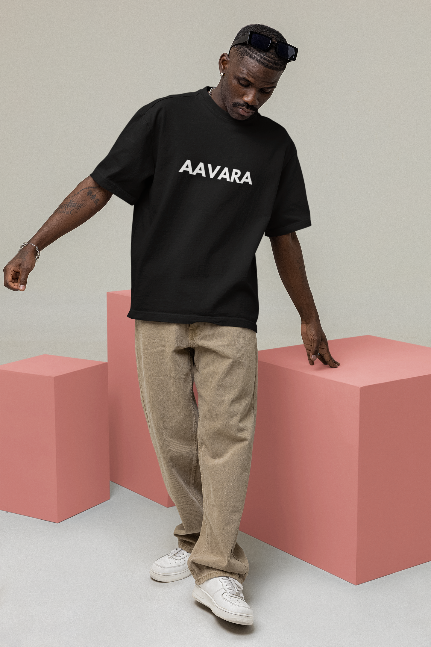 Aavara Future Warrior Black Oversized Graphic Printed Tshirt