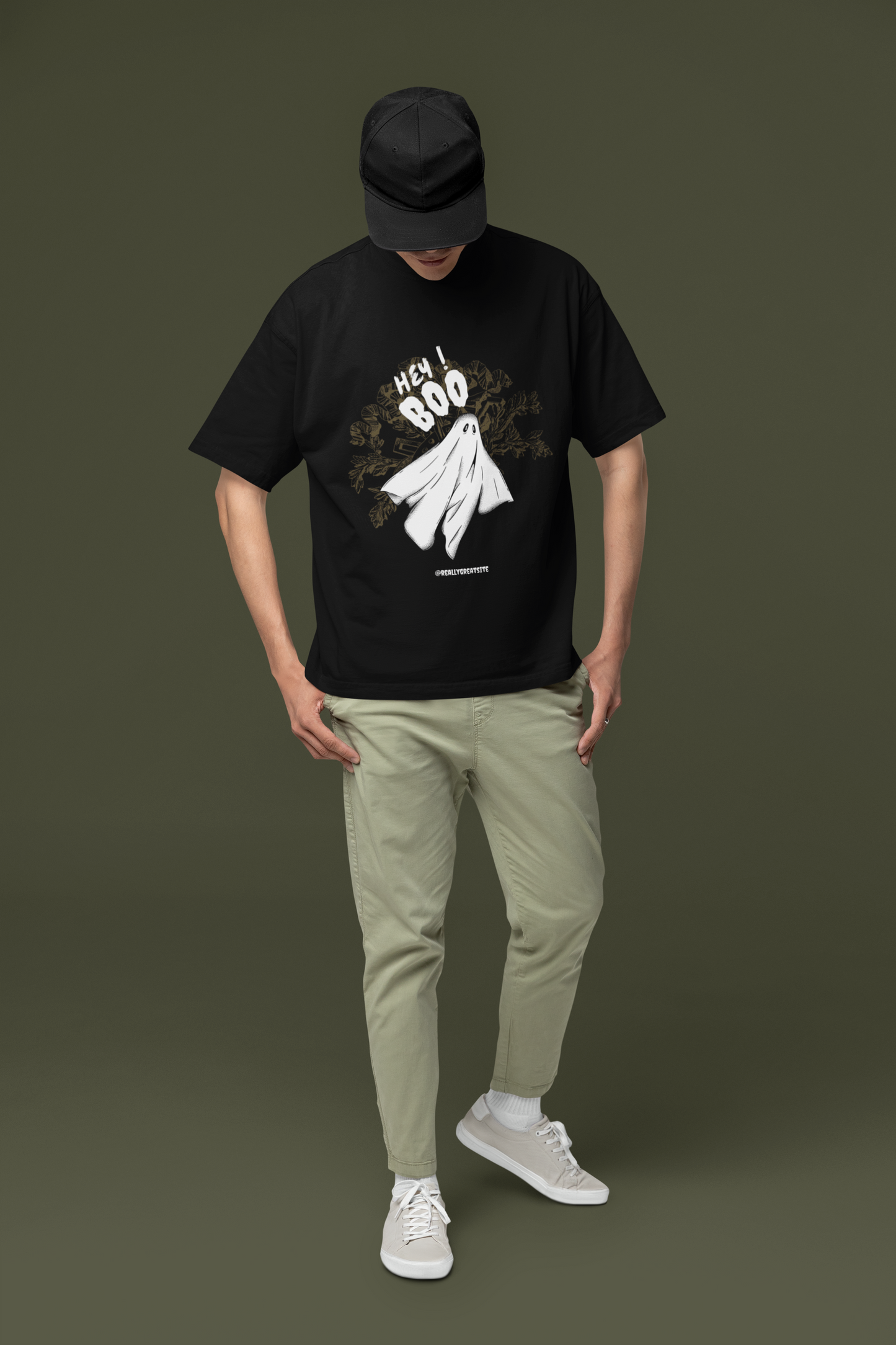 Spooky Halloween Black Oversized Graphic Printed Tshirt