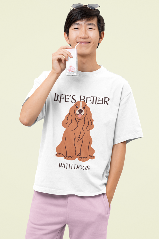 Dog Lover White Oversized Graphic Printed Unisex Tshirt