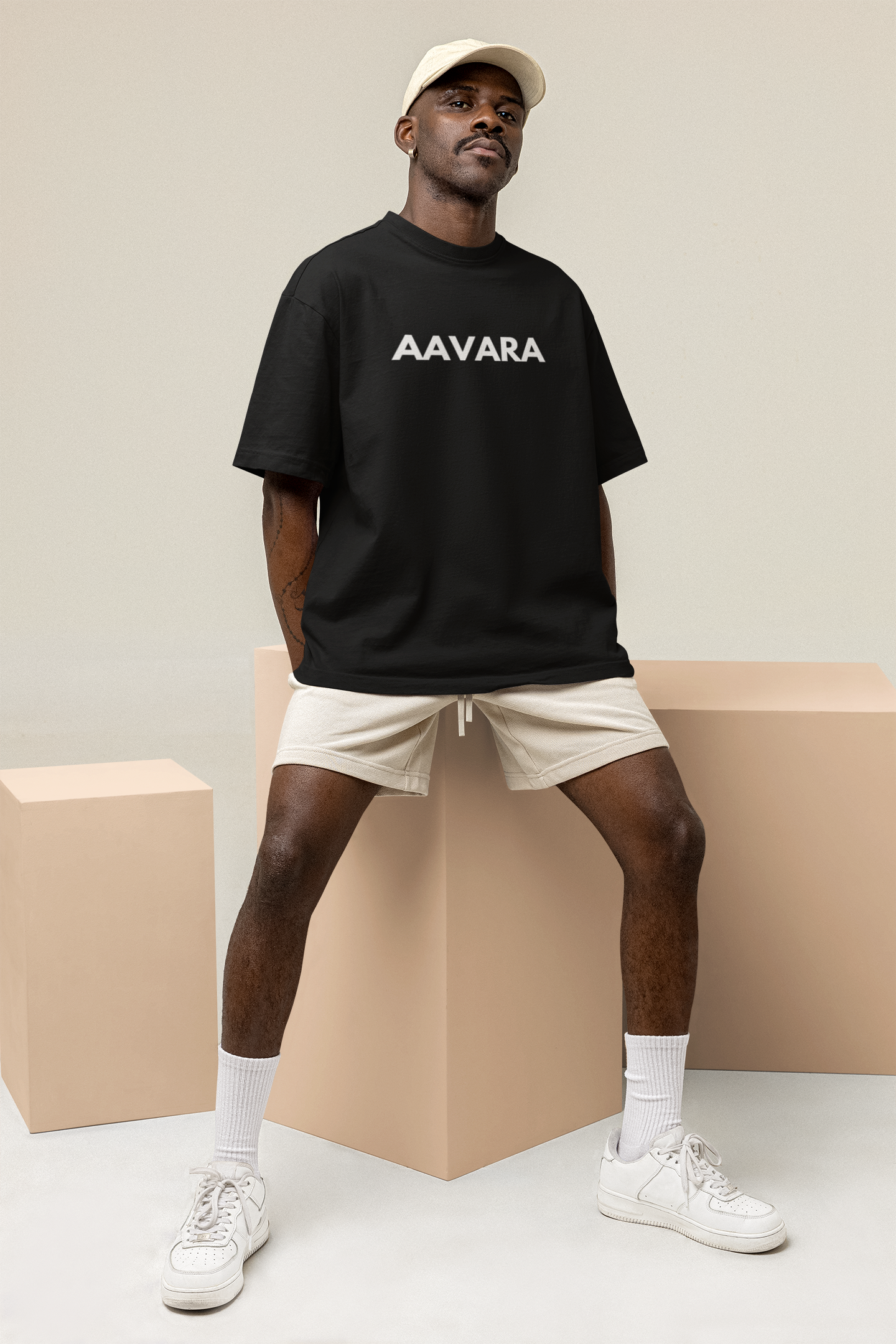 Aavara Future Warrior Black Oversized Graphic Printed Tshirt